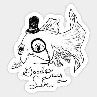 Well-Mannered Fish -- funny, sketch, whimsical, fun gift Sticker